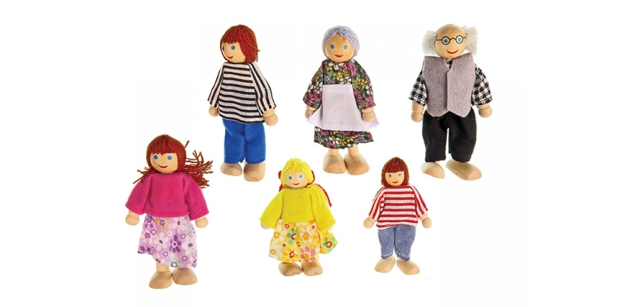 Ahşap kukla minik sevimli aile set