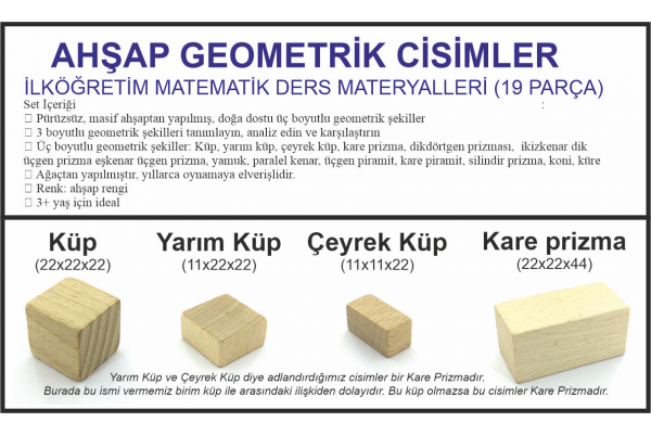 Ahşap Geometrik Cisimler  (19 Parça)