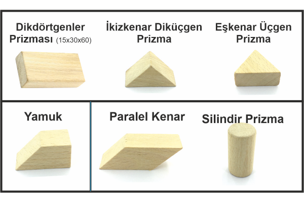 Ahşap Geometrik Cisimler  (19 Parça)