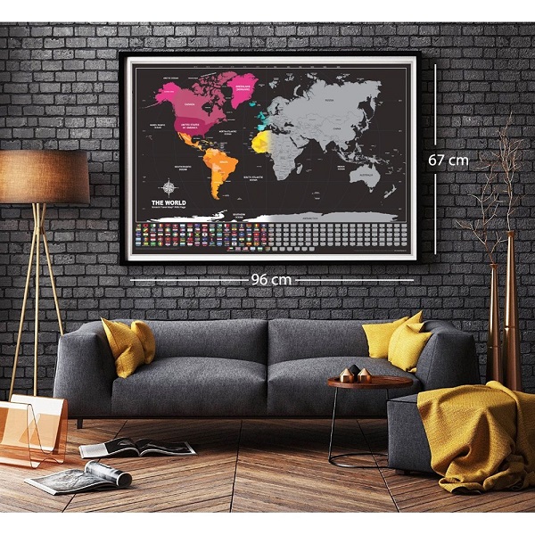 Bayraklı Kazıma Poster Dünya Haritası Scratch Map