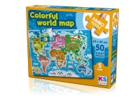 Colorful World Map Baby Puzzle 50 Pcs.