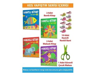 3-6 Yaş Kes Yapıştır / Bant-Makas / El Becerileri Seti (Makas ve Bant Hediyeli)