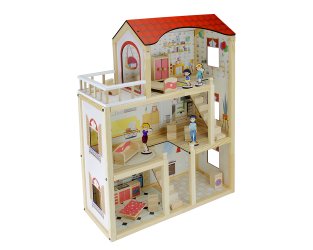 Ahşap 3 Katlı Mobilyalı Çocuk Oyun Evi   50*70*23 