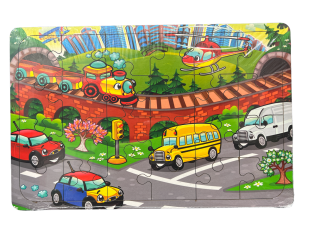 Ahşap Puzzle Araçlar - 24 Parça