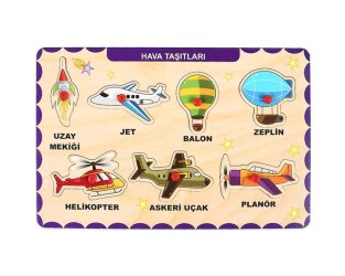 Ahşap Tutmalı Puzzle - Hava Taşıtları