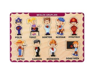 Ahşap Tutmalı Puzzle - Meslekler