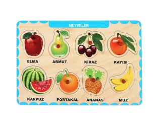 Ahşap Tutmalı Puzzle - Meyveler