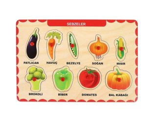 Ahşap Tutmalı Puzzle - Sebzeler