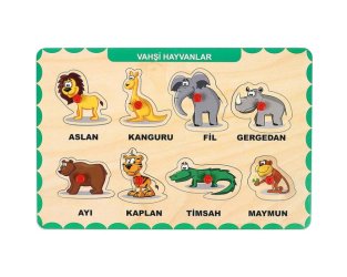 Ahşap Tutmalı Puzzle - Vahşi Hayvanlar