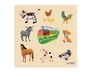 Ahşap Tutmalı Puzzle Çiftlik Hayvanları