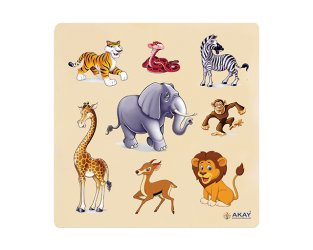 Ahşap Tutmalı Puzzle Vahşi Hayvanlar