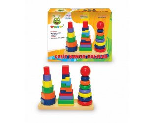 Woodoy Kule Dizme Geometrik şekiller 3 lü