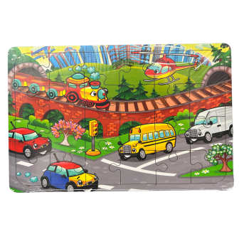 Ahşap Puzzle Araçlar - 24 Parça