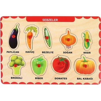 Ahşap Tutmalı Puzzle - Sebzeler