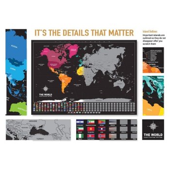 Bayraklı Kazıma Poster Dünya Haritası Scratch Map